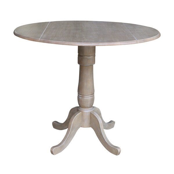 International Concepts Round 42 in Round Dual Drop Leaf Pedestal Table, 35.5 inH, Washed Gray Taupe, 42 W, 42 L, 35.5 in H K09-42DPT-6B - main